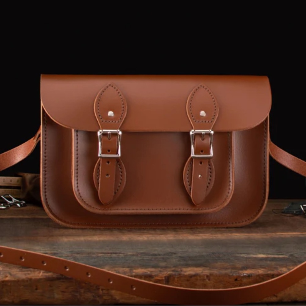 The Leather Satchel Co. 11” Chestnut Brown Leather Satchel Bag